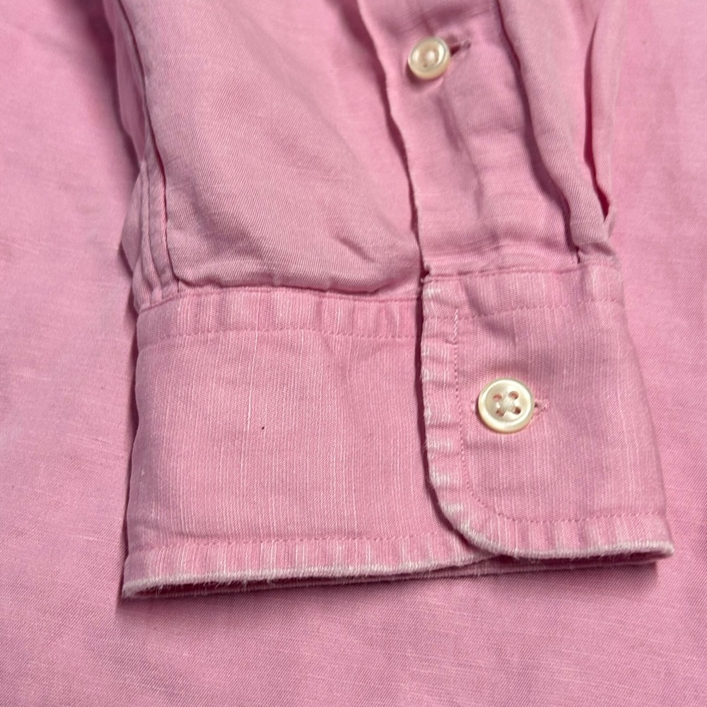 Ralph Lauren Blake Shirt Pink Mens Medium Silk Linen Blend Button Down Pony Logo - Picture 4 of 9
